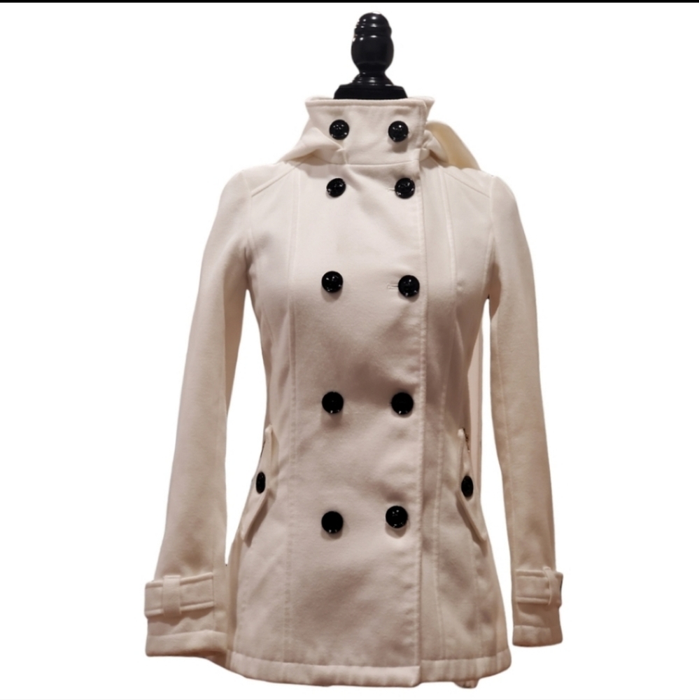Guess Pea Coat Lined Designer Poly Bkend XS